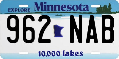 MN license plate 962NAB