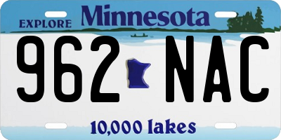 MN license plate 962NAC