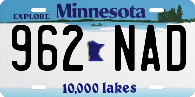 MN license plate 962NAD