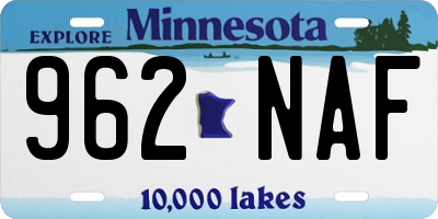 MN license plate 962NAF