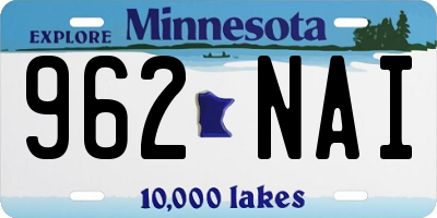 MN license plate 962NAI
