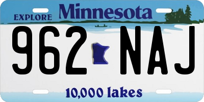 MN license plate 962NAJ
