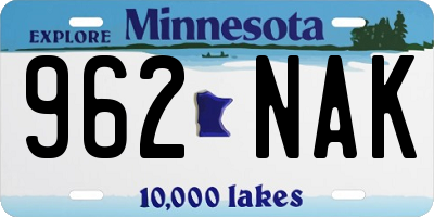 MN license plate 962NAK