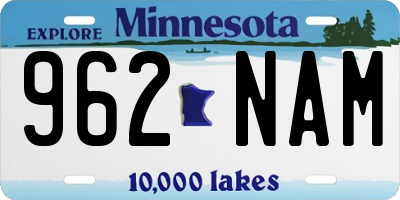 MN license plate 962NAM