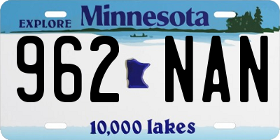 MN license plate 962NAN