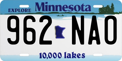 MN license plate 962NAO