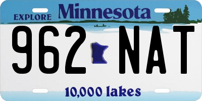 MN license plate 962NAT
