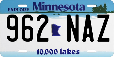MN license plate 962NAZ
