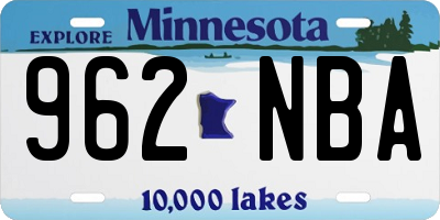 MN license plate 962NBA