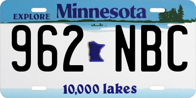 MN license plate 962NBC
