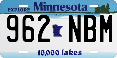 MN license plate 962NBM