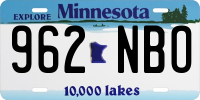 MN license plate 962NBO