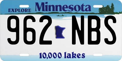 MN license plate 962NBS