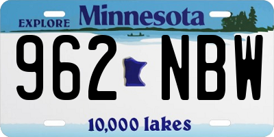 MN license plate 962NBW