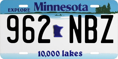 MN license plate 962NBZ