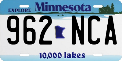 MN license plate 962NCA
