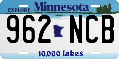 MN license plate 962NCB