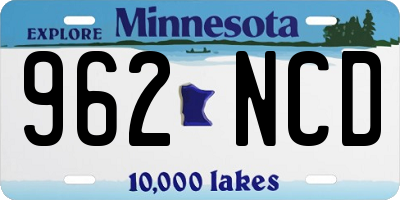 MN license plate 962NCD