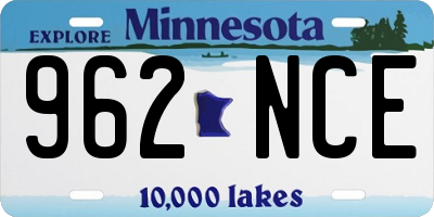 MN license plate 962NCE