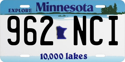 MN license plate 962NCI