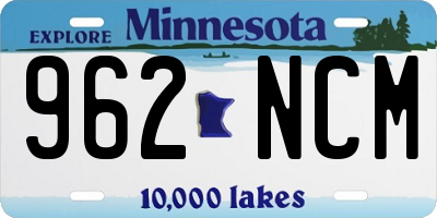 MN license plate 962NCM