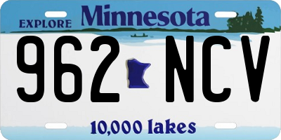 MN license plate 962NCV