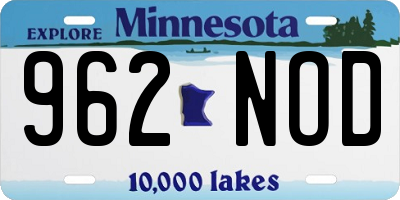 MN license plate 962NOD