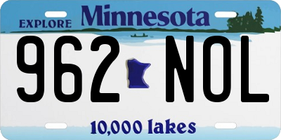 MN license plate 962NOL