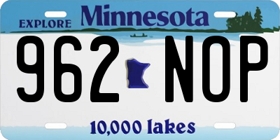 MN license plate 962NOP