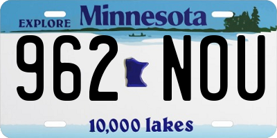 MN license plate 962NOU
