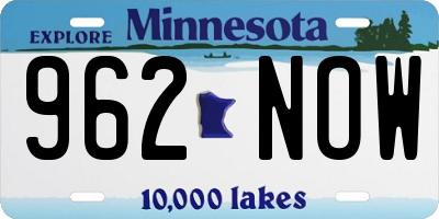 MN license plate 962NOW