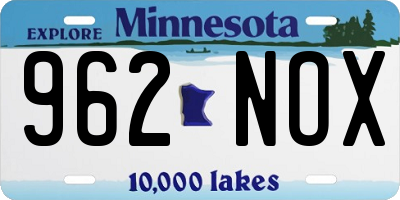 MN license plate 962NOX