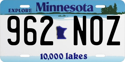 MN license plate 962NOZ