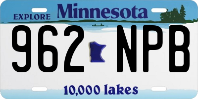 MN license plate 962NPB