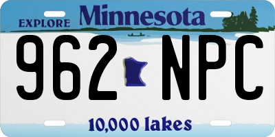 MN license plate 962NPC