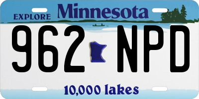 MN license plate 962NPD