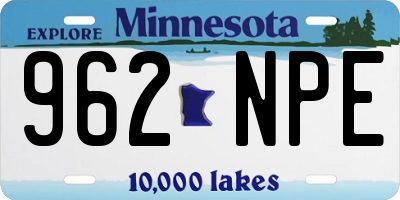MN license plate 962NPE