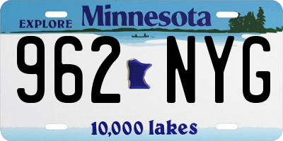 MN license plate 962NYG