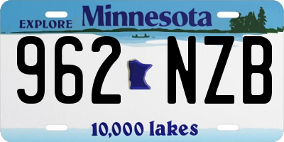 MN license plate 962NZB
