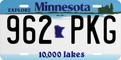 MN license plate 962PKG