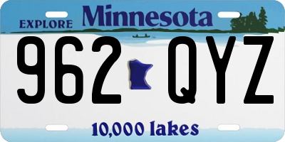 MN license plate 962QYZ