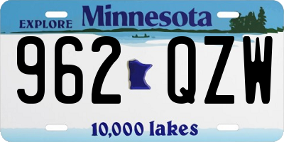 MN license plate 962QZW