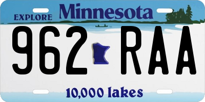 MN license plate 962RAA