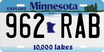 MN license plate 962RAB