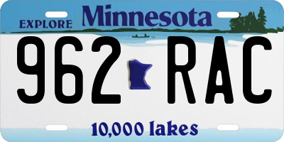 MN license plate 962RAC