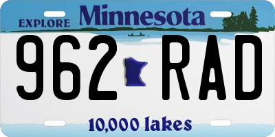 MN license plate 962RAD