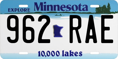 MN license plate 962RAE
