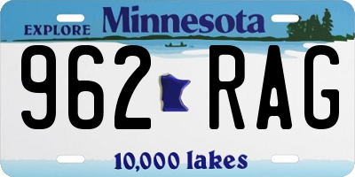 MN license plate 962RAG