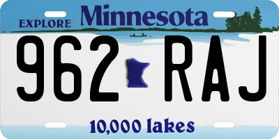 MN license plate 962RAJ