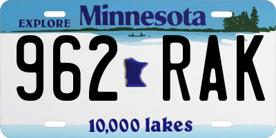 MN license plate 962RAK